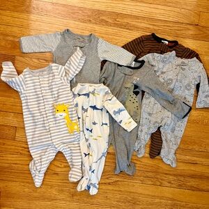 Bundle of 6 footie sleep and play 0-3m